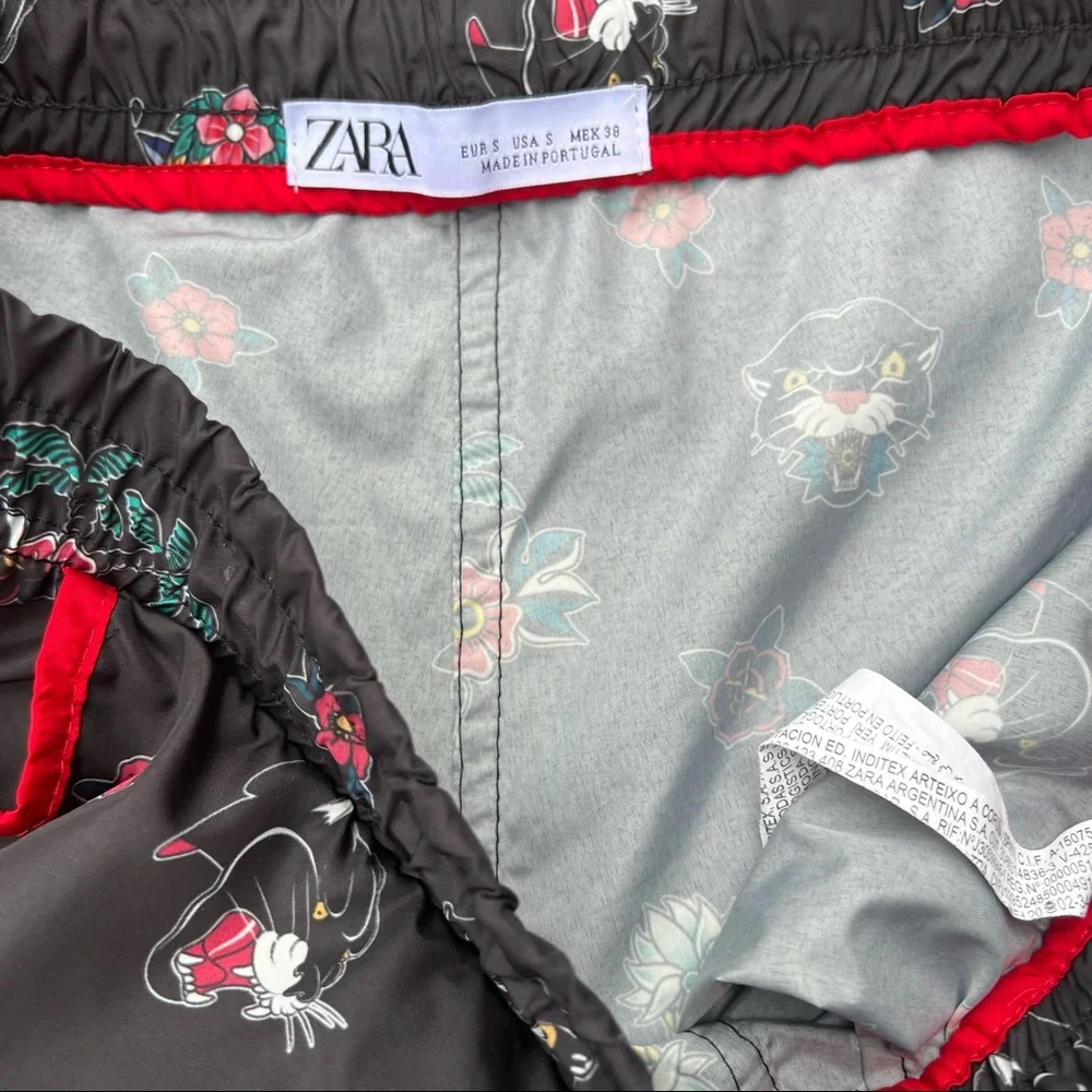 - Zara Sz S Tiger Pineapple Floral Print Board Shorts! EUC!